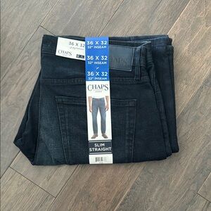 NWT 36x32 Chaps Men's Slim Straight Jeans - Dark Blue